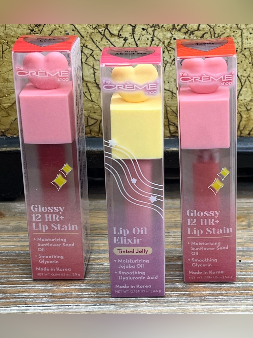 The Crème Shop Lip Bundle - 2 Glossy 12HR+ Lip Stains & 1 Lip Oil Elixir NIB